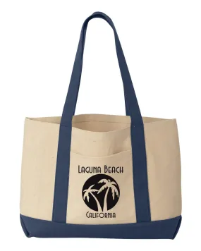 2 Palm Circle 10oz Canvas Tote - Navy