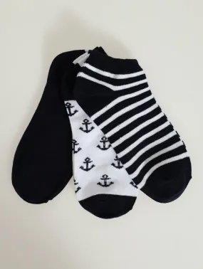 3 Pack Design Lowcut Socks - Navy/White