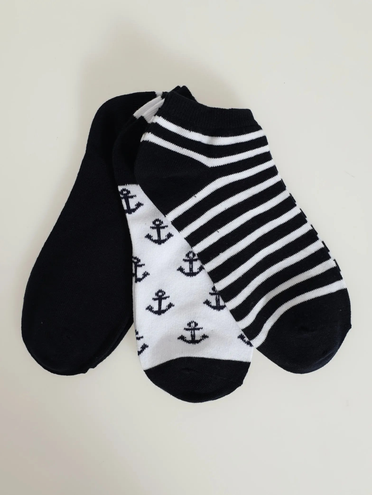3 Pack Design Lowcut Socks - Navy/White