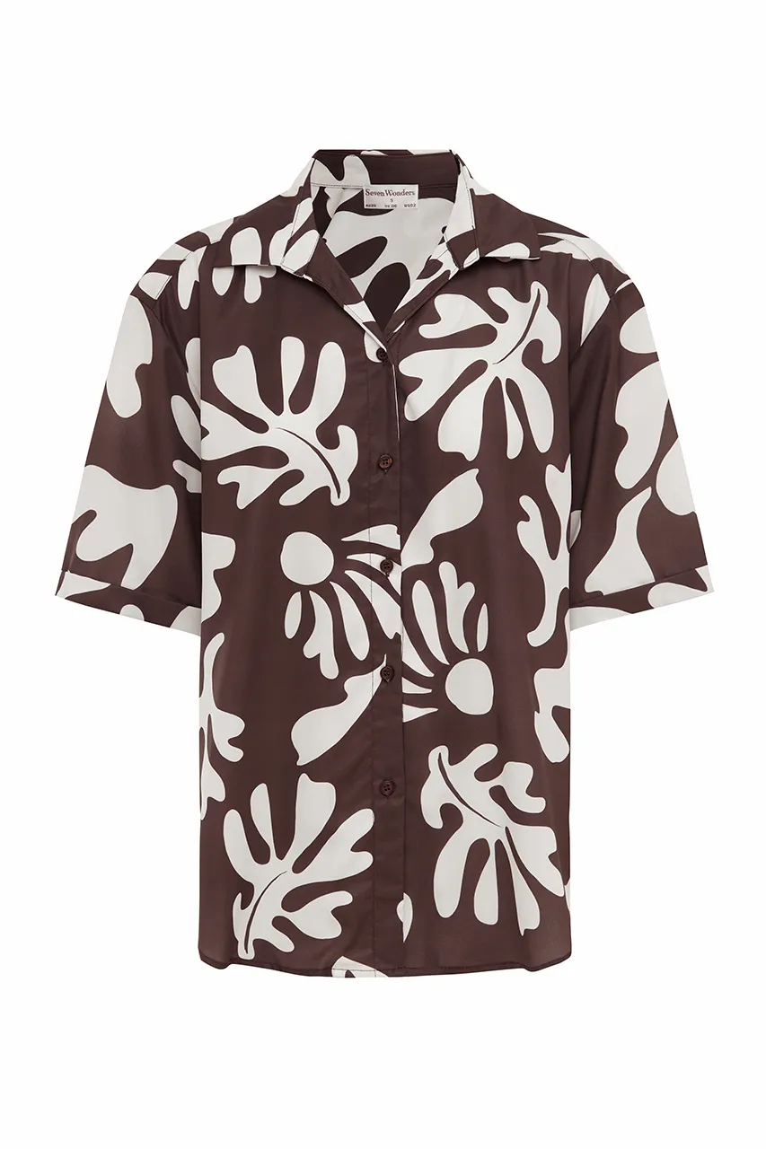ACADIA SHORT SLEEVE SHIRT - CHOCOLATE BOTANICA