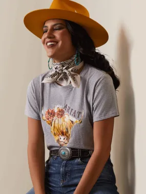 Ariat 10043417 Womens Real Highlander Rose Tee Heather Grey