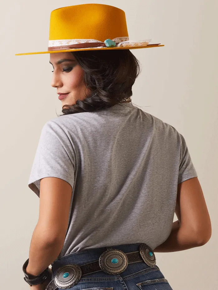 Ariat 10043417 Womens Real Highlander Rose Tee Heather Grey