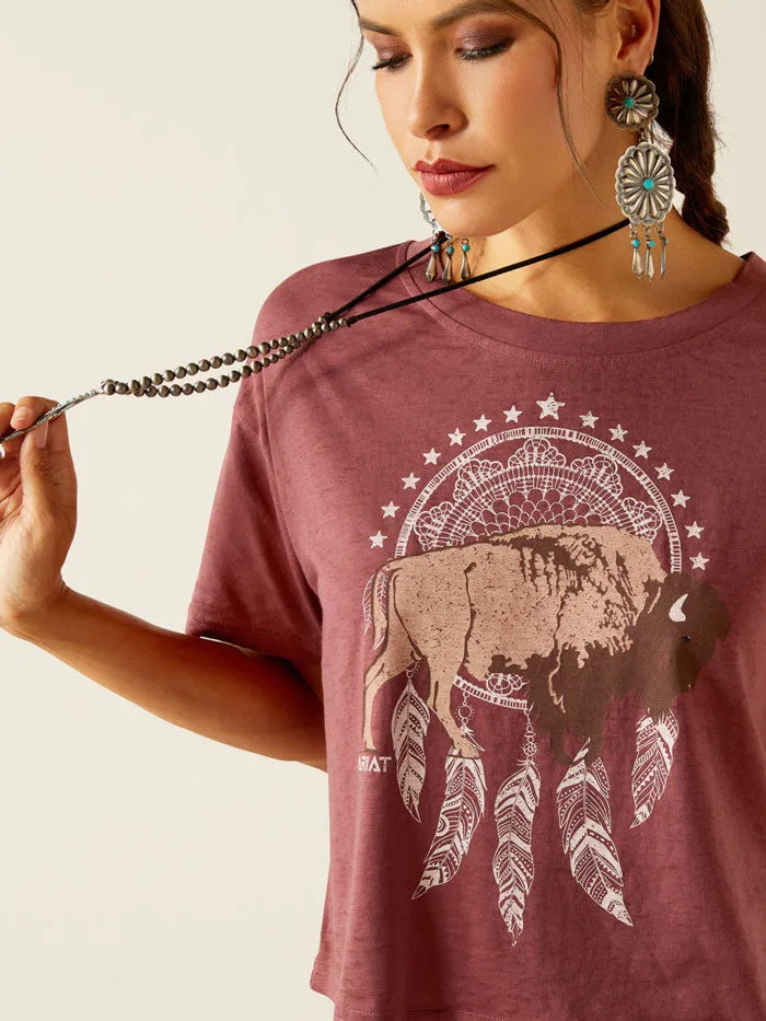 Ariat 10051310 Womens Buffalo Territory T-Shirt Wild Ginger Burgundy