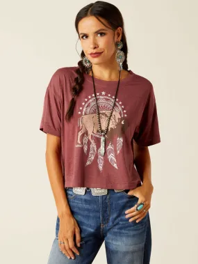 Ariat 10051310 Womens Buffalo Territory T-Shirt Wild Ginger Burgundy