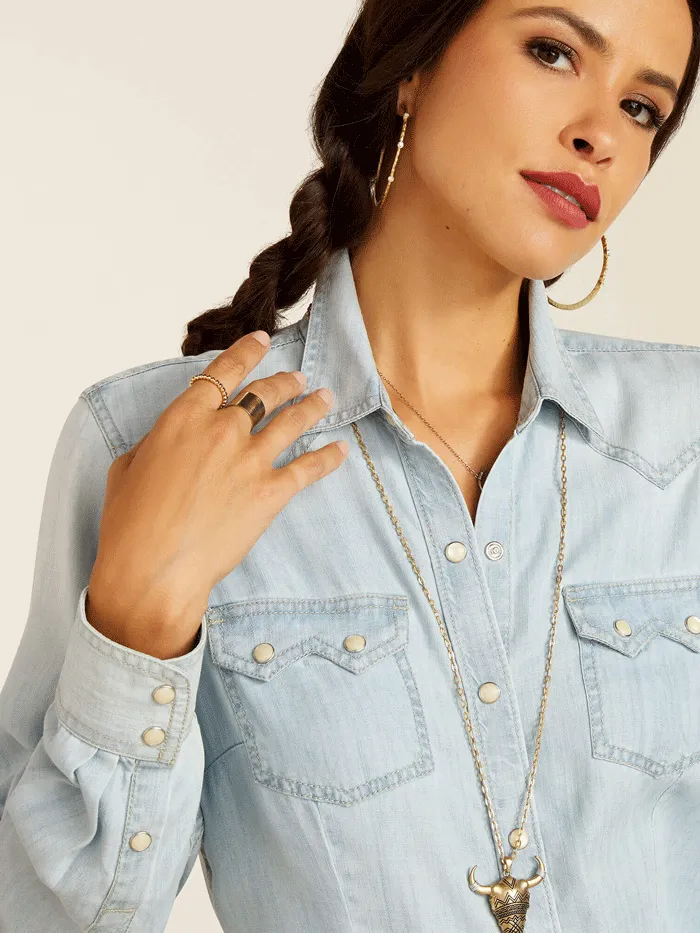 Ariat 10051493 Womens Blues Shirt Bleached Chambray