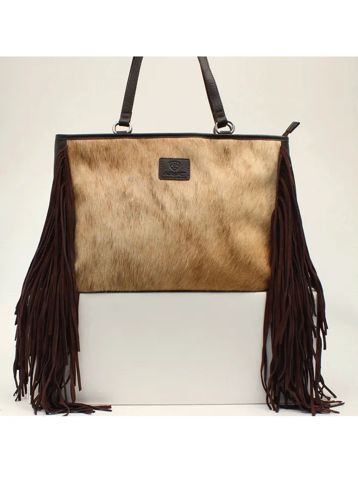 Ariat A770006702 Womens Scarlett Wide Tote Calf Hair Fringe Brown