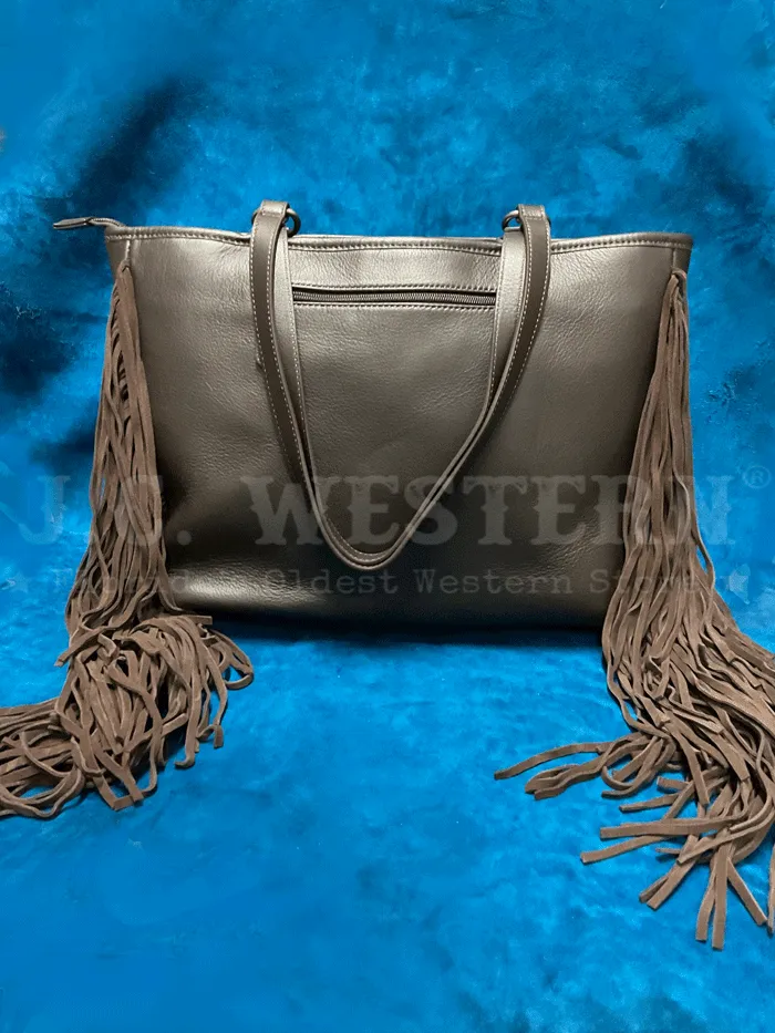 Ariat A770006702 Womens Scarlett Wide Tote Calf Hair Fringe Brown