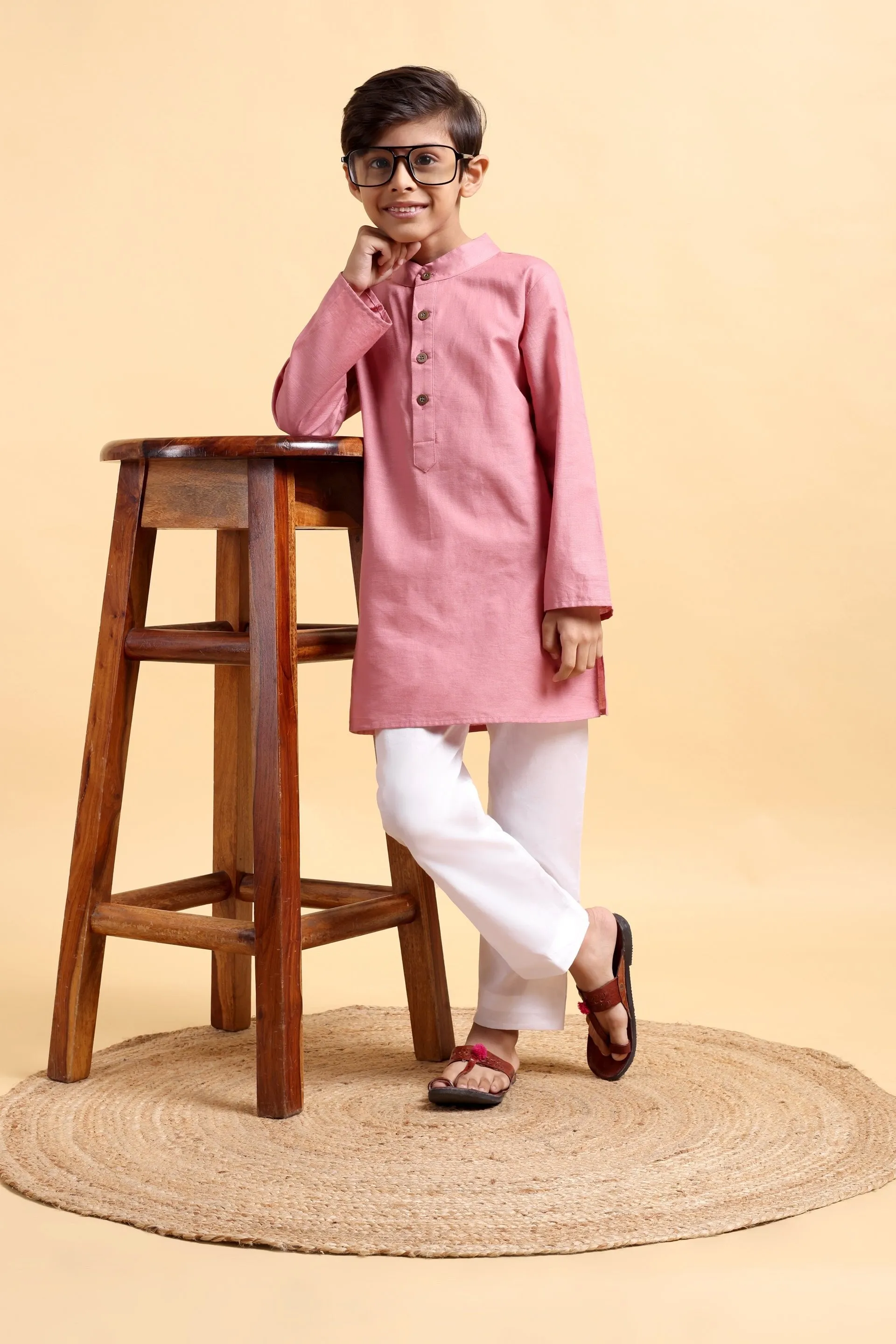 Boys Cotton White Basic Pajama