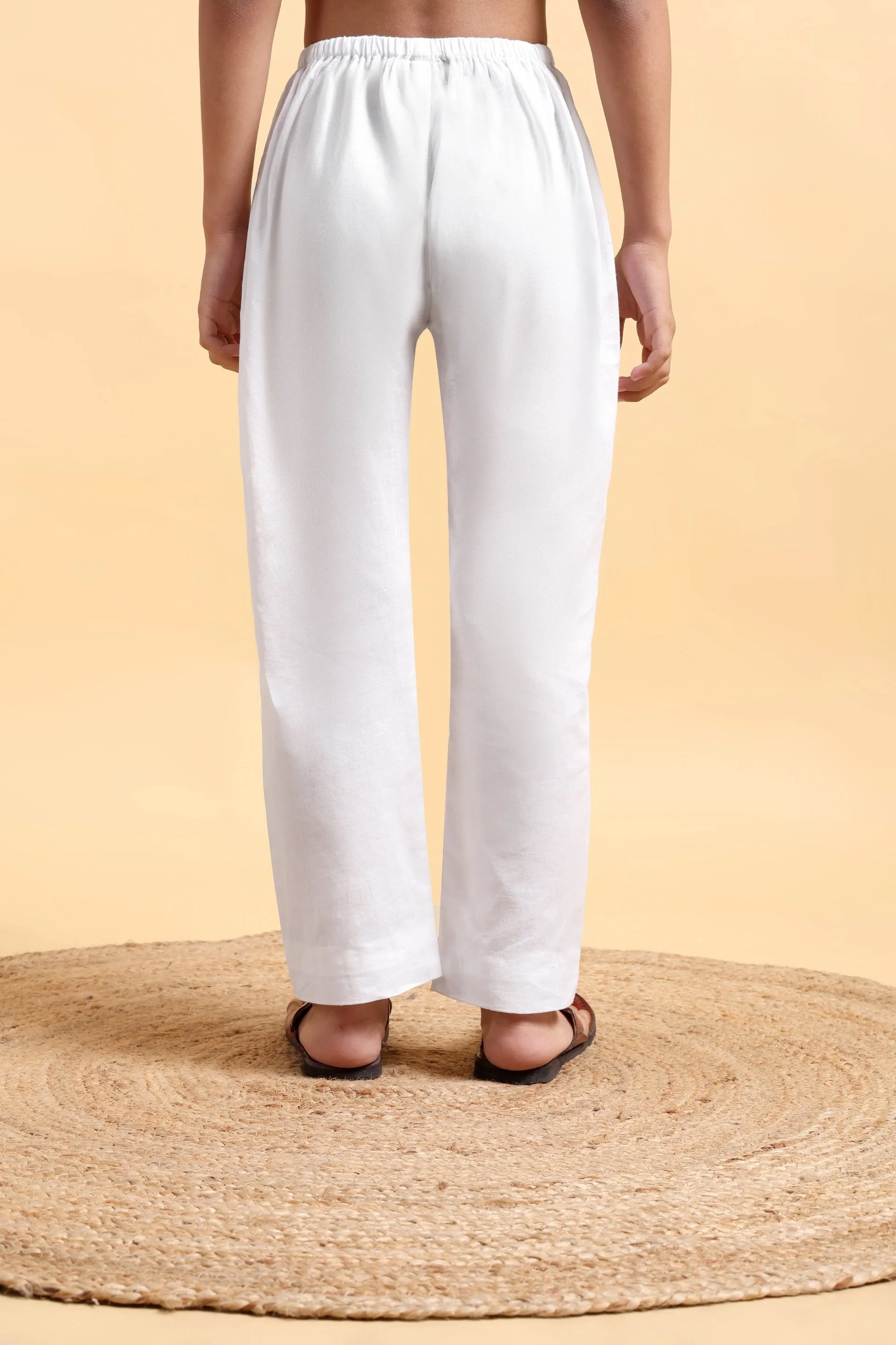 Boys Cotton White Basic Pajama