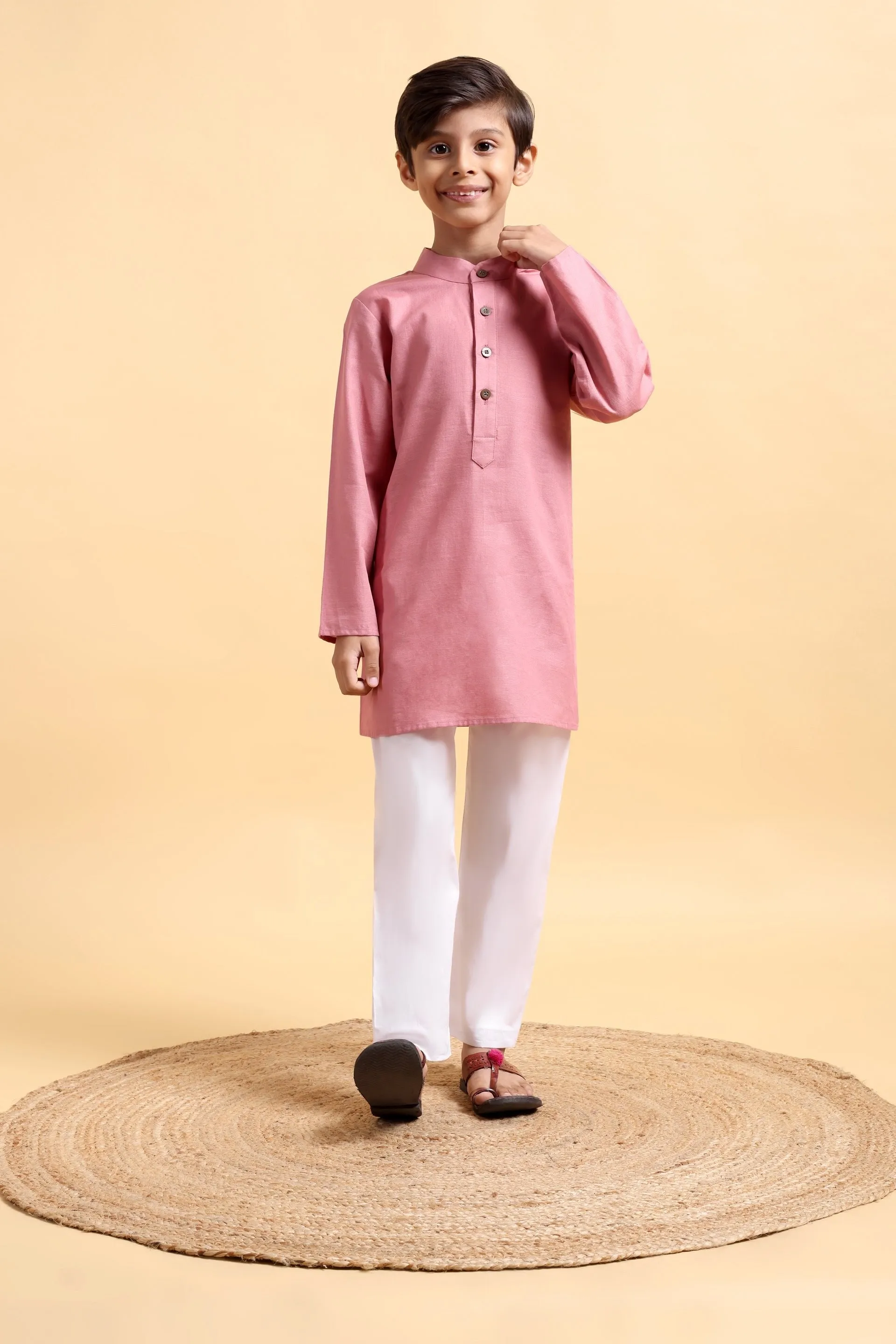 Boys Cotton White Basic Pajama