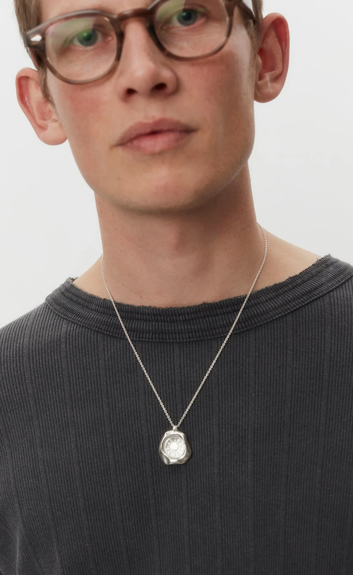 Button Imprint Necklace - Silver