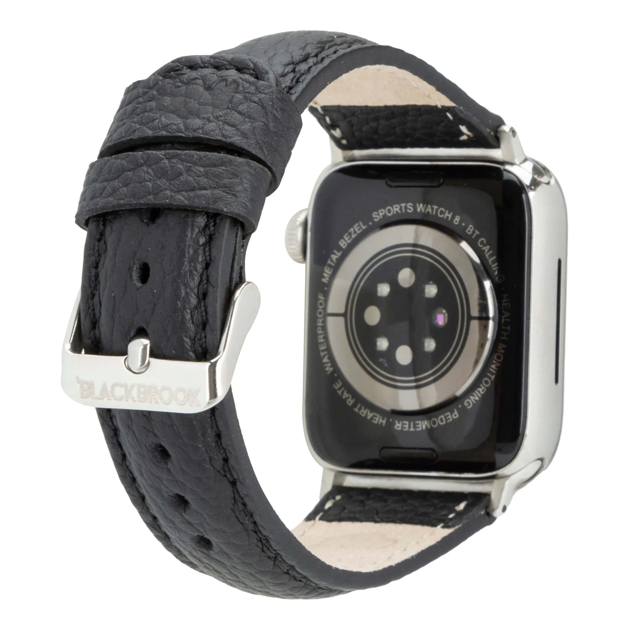 Classic Band for Apple Watch 44mm / 45mm, Pebble Black, Silver Hardware