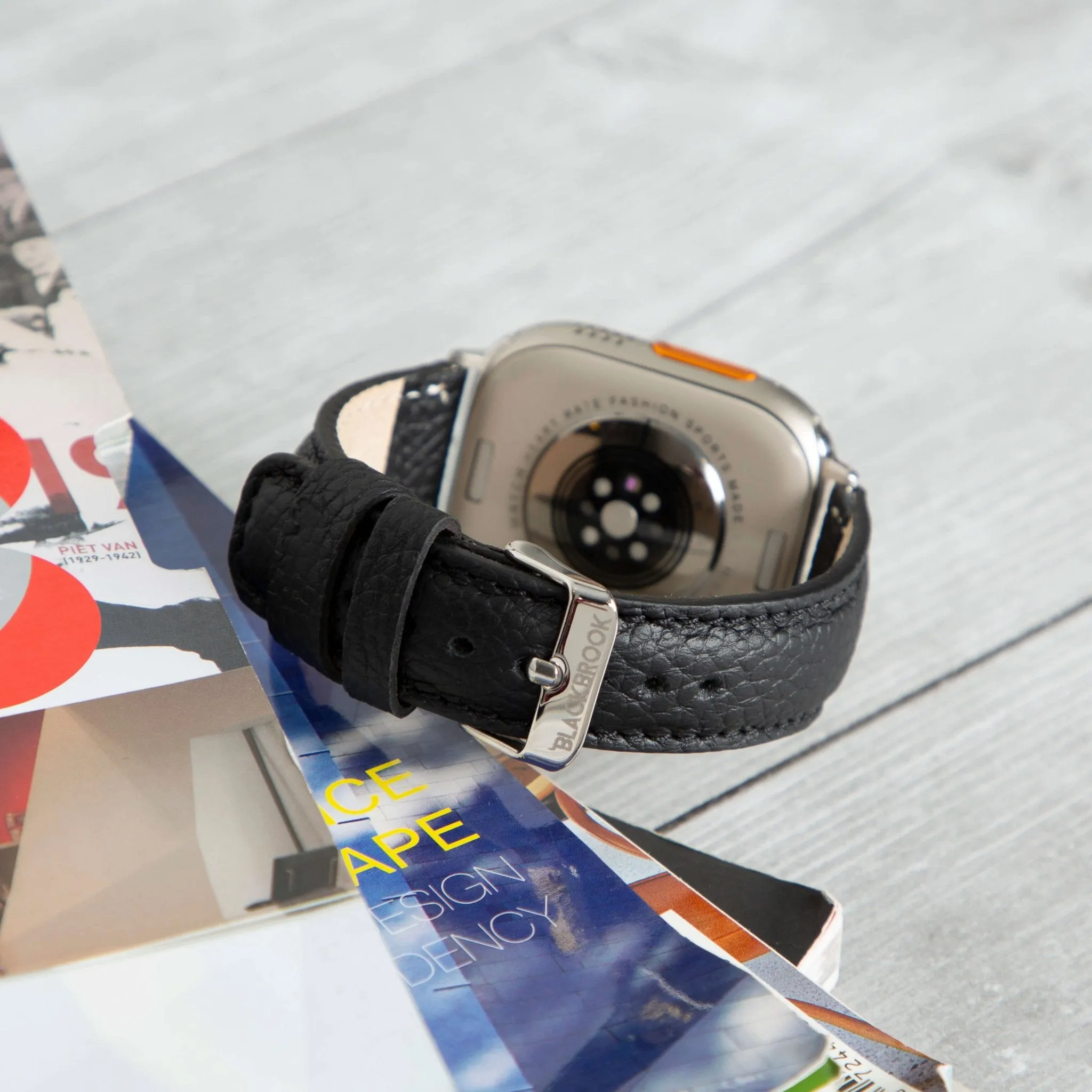 Classic Band for Apple Watch 44mm / 45mm, Pebble Black, Silver Hardware
