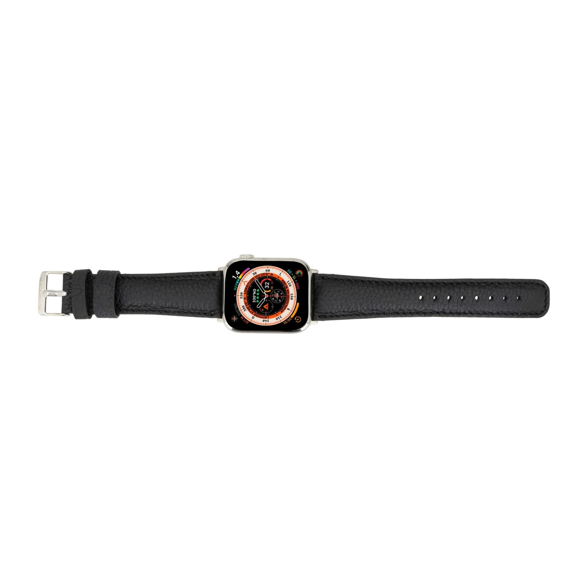 Classic Band for Apple Watch 44mm / 45mm, Pebble Black, Silver Hardware