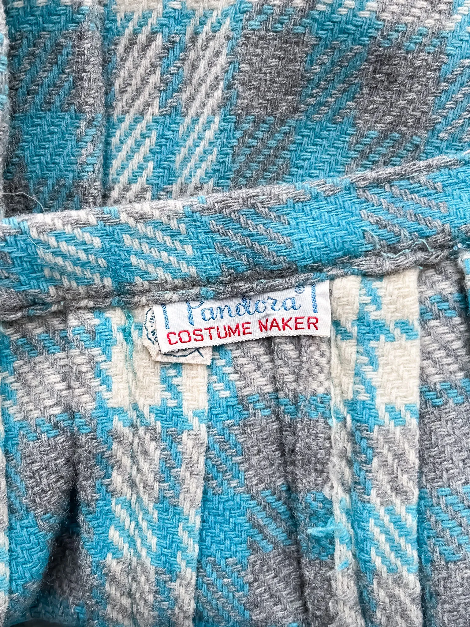 Cutest Blue & Grey Plaid Pleated School Girl Skirt / Sz S