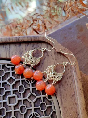 Dangle Earrings: South Red Agate