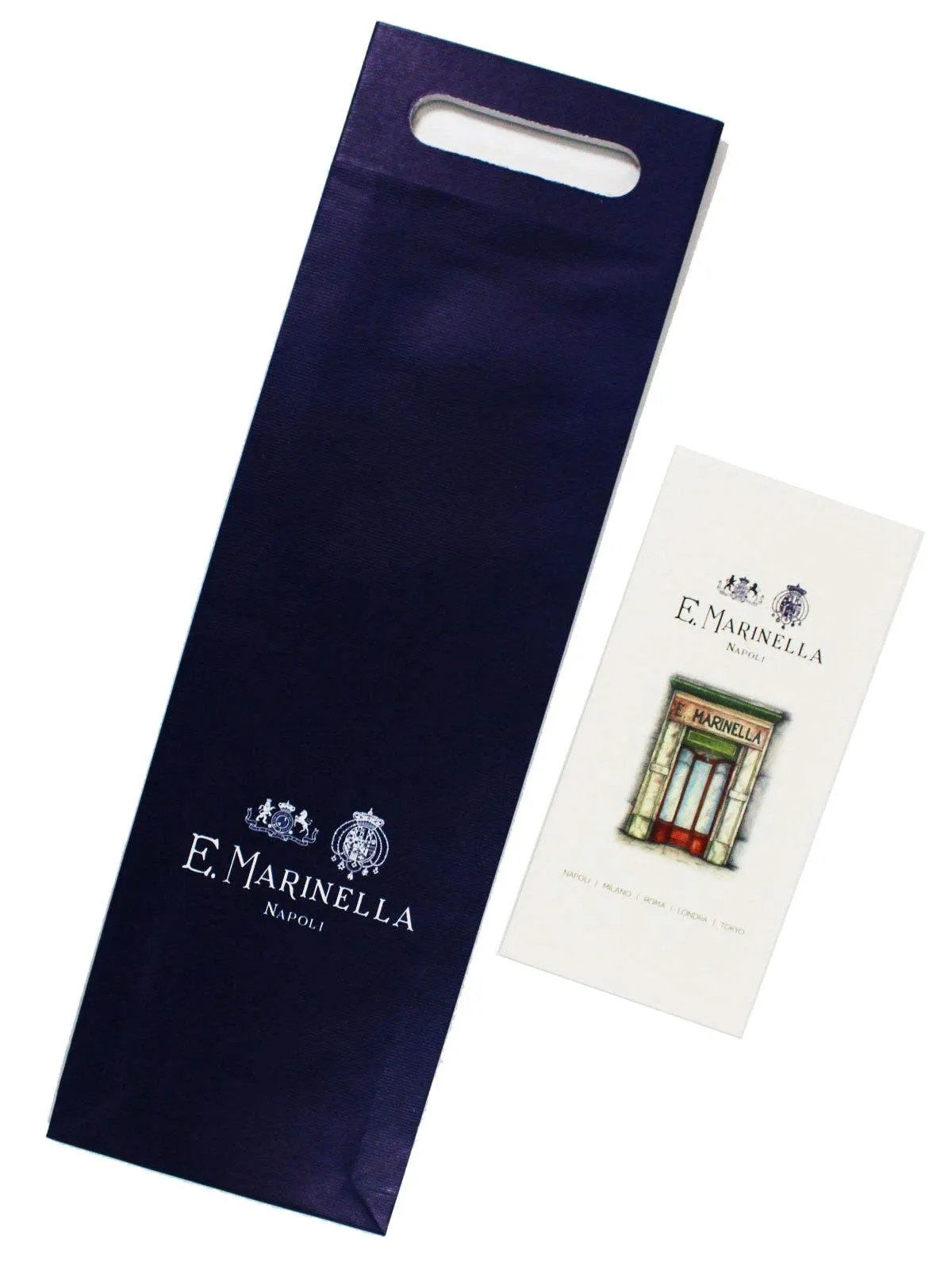 E. Marinella Silk Tie Navy Blue Orange Geometric SALE