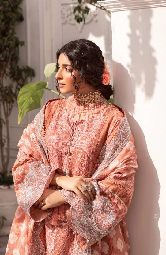 Embroidered Organza Shirt with Dupatta and Churidar Pajama
