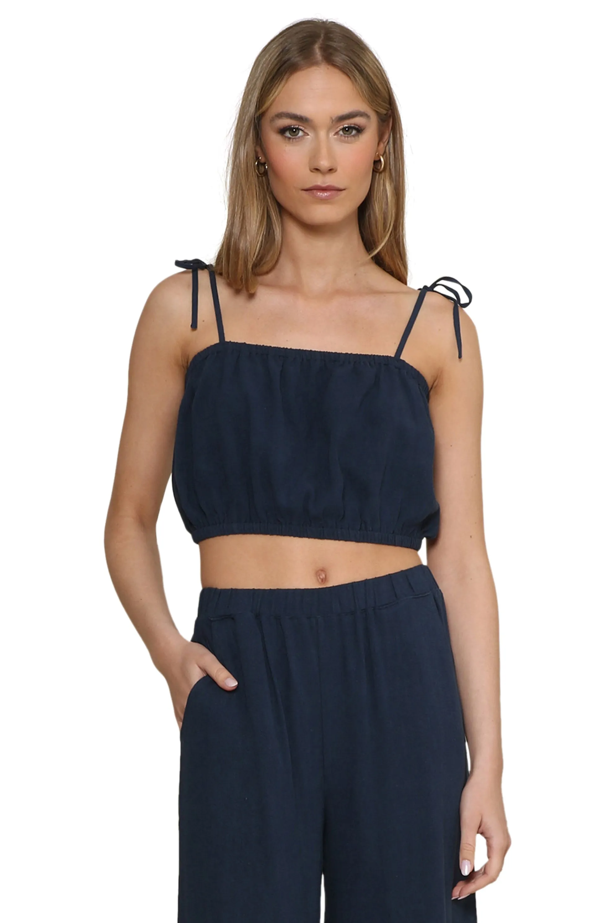Fierce Linen Bandeau Top