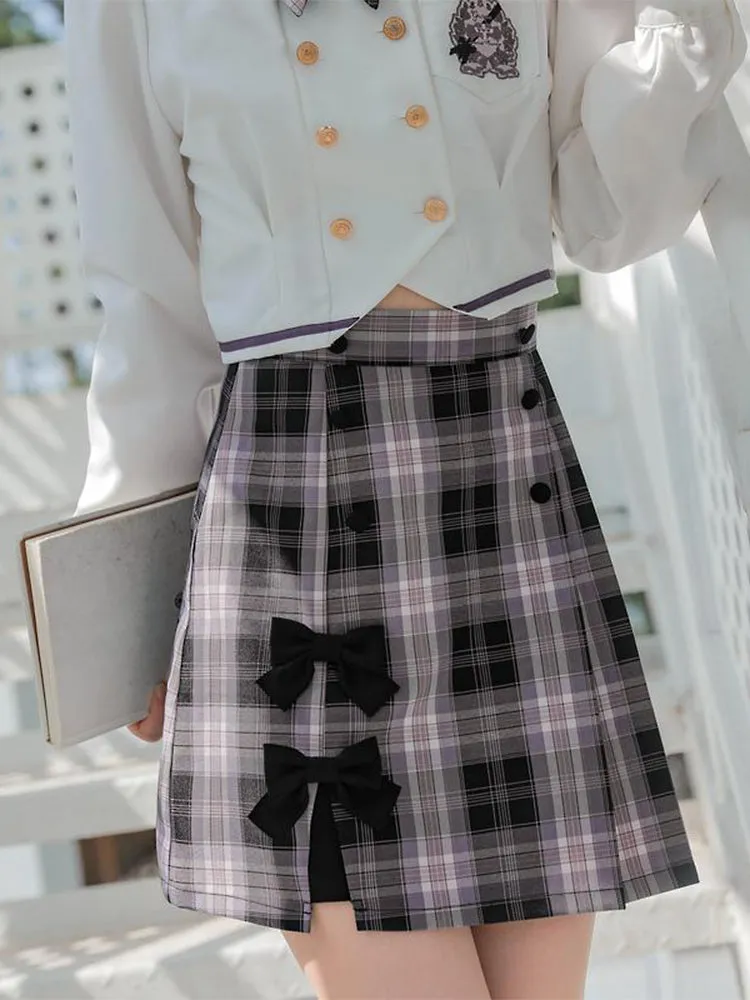 Grape Candy Plaid Skirt
