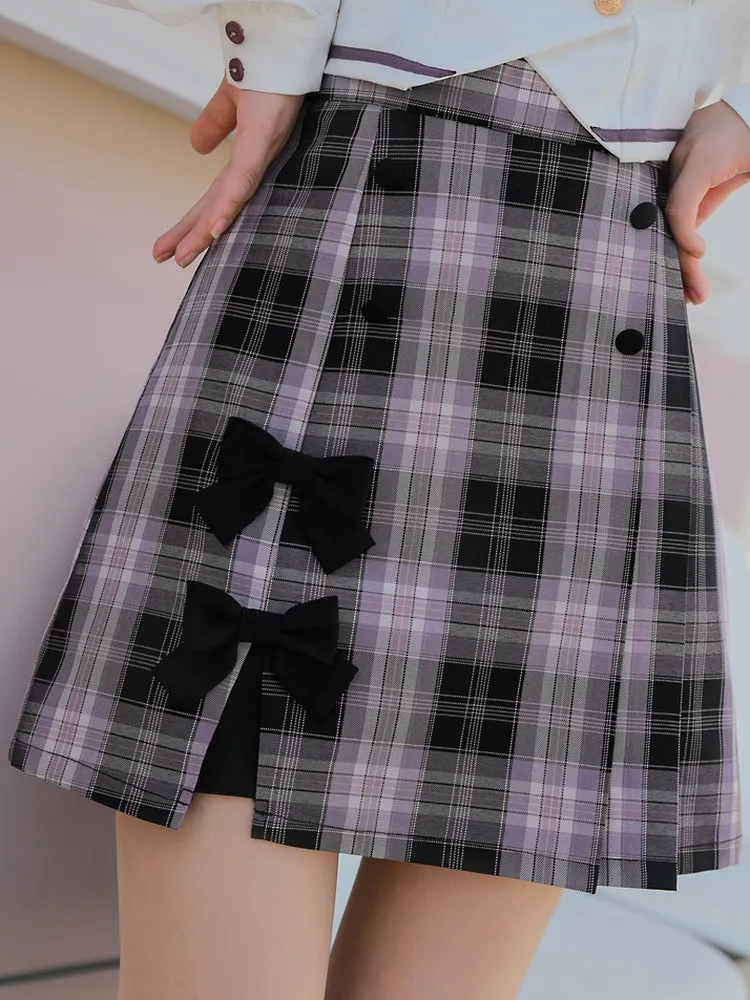 Grape Candy Plaid Skirt