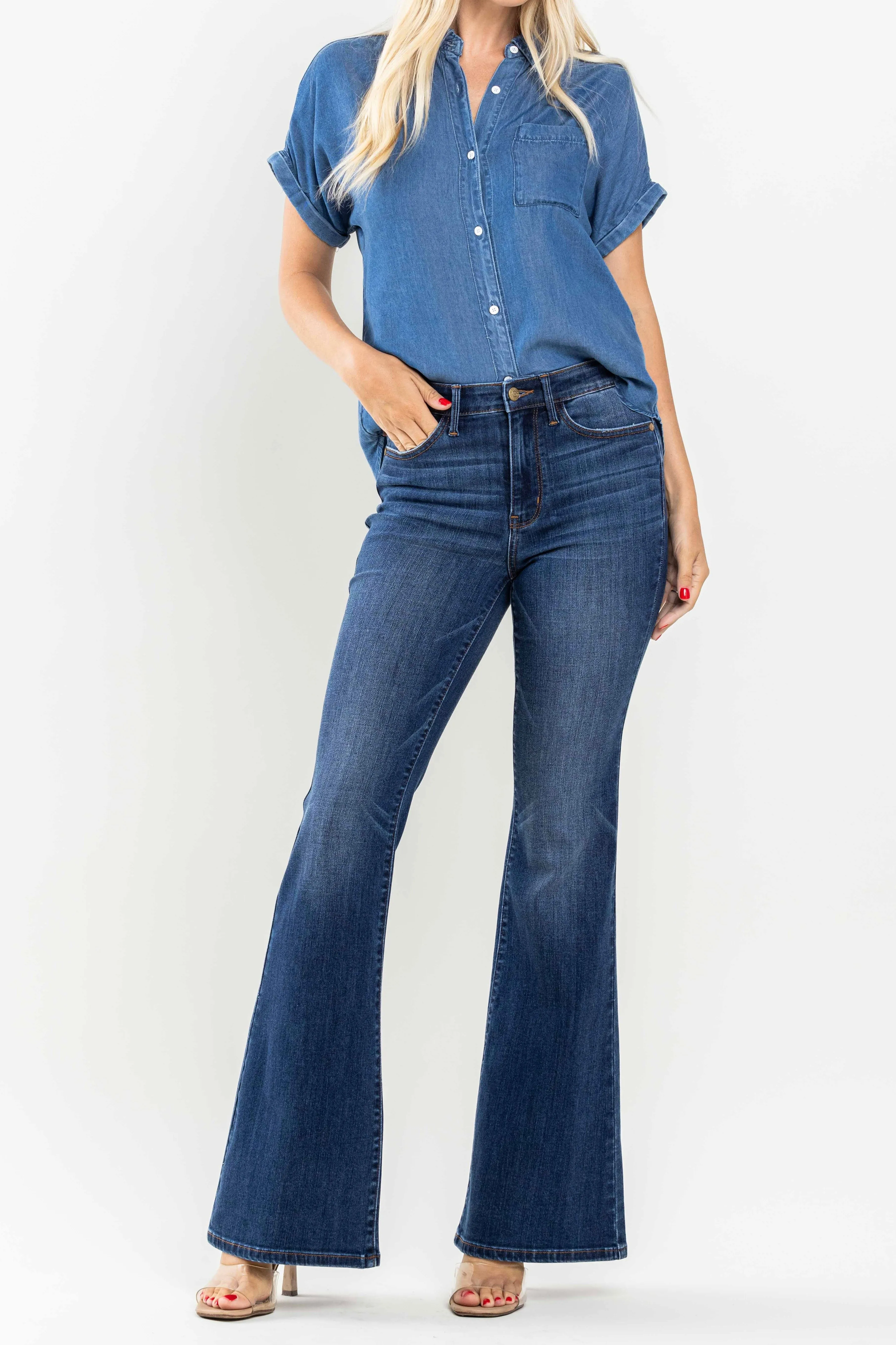 Judy Blue High Waist Flare Jeans- Dark Wash