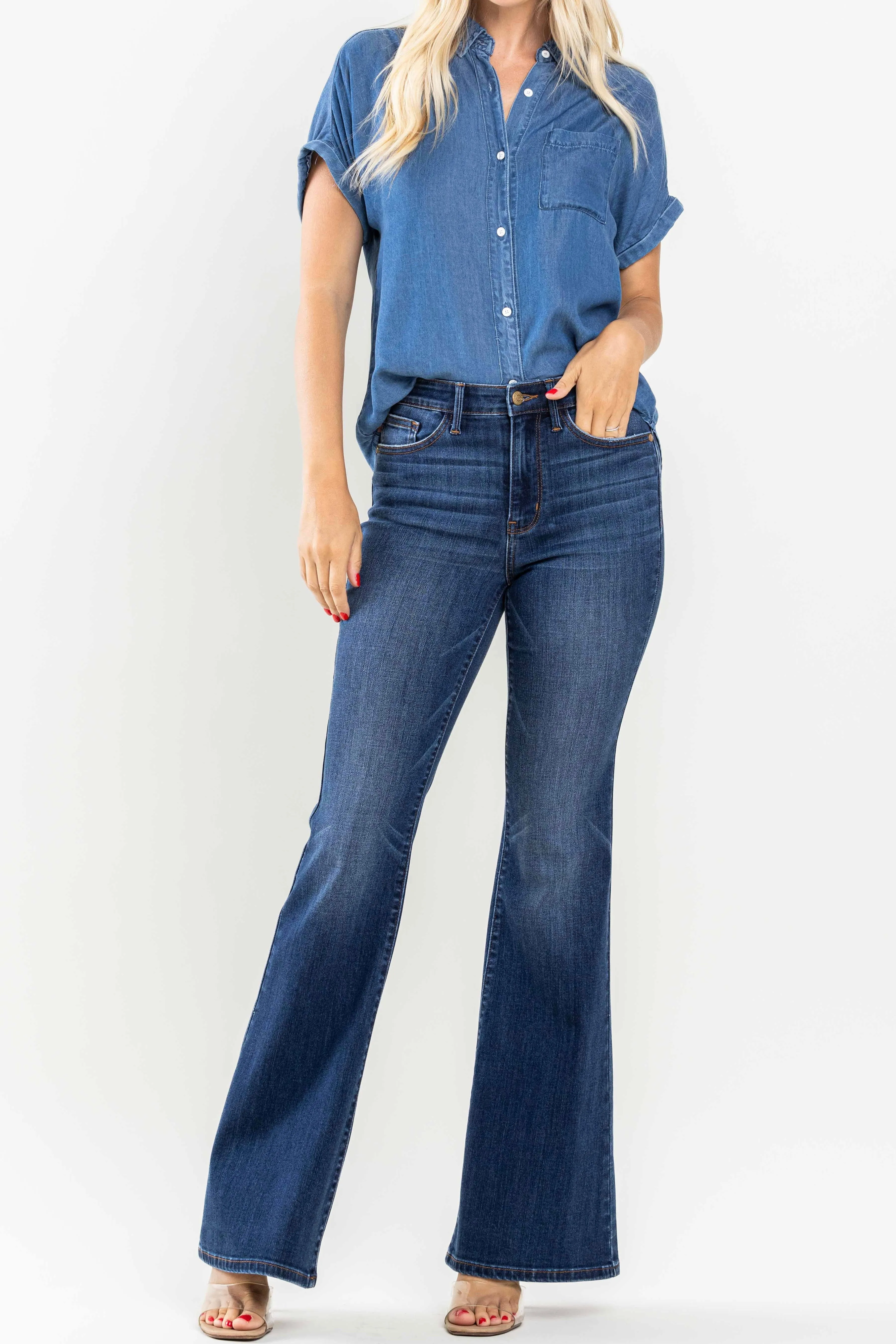 Judy Blue High Waist Flare Jeans- Dark Wash