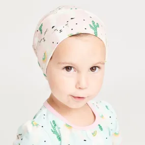 Lined baby hat "Alpakas Pink/Spearmint"