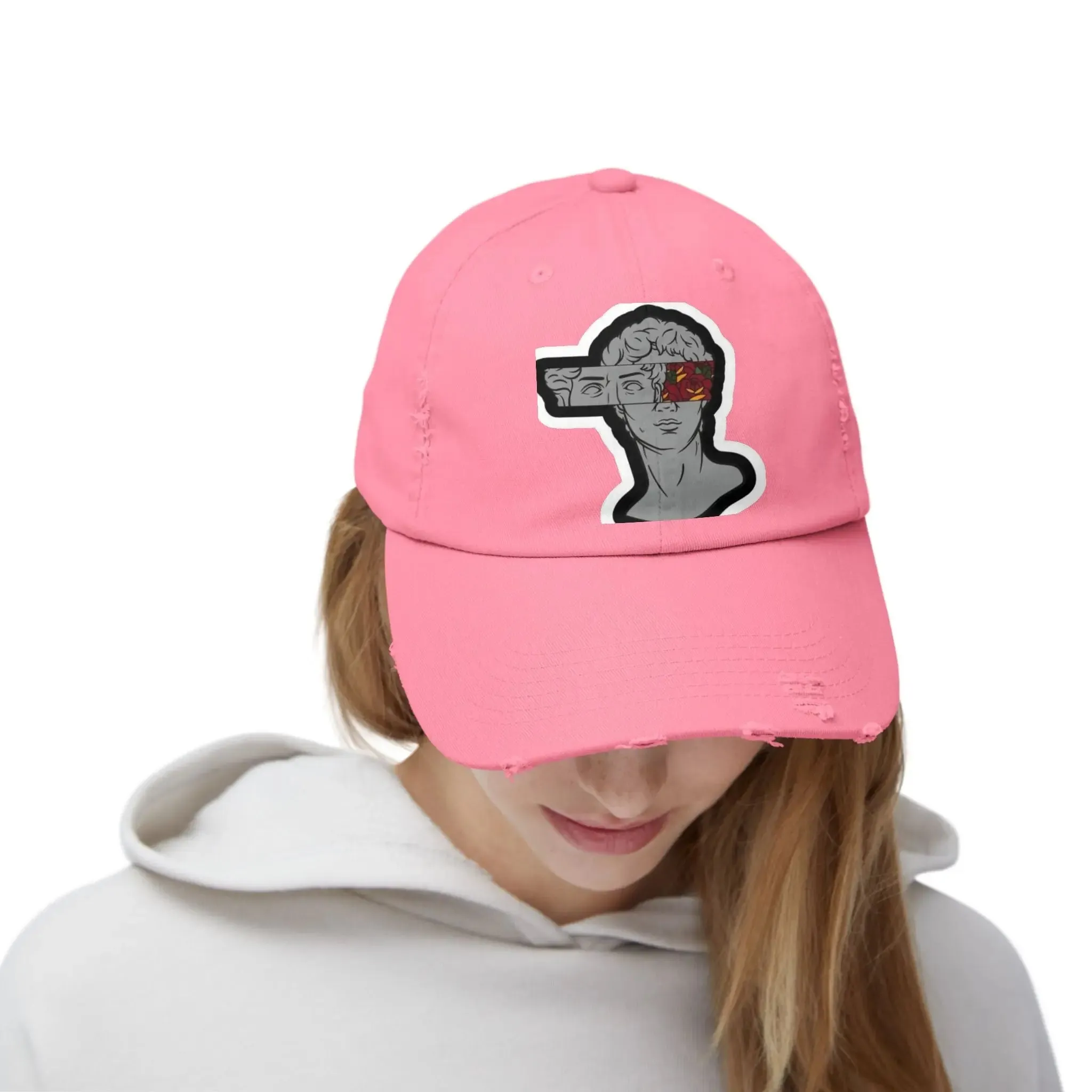 Mens & Womens Distressed Cap with Graphic Art | Trendy Casual Headwear for Style Lovers