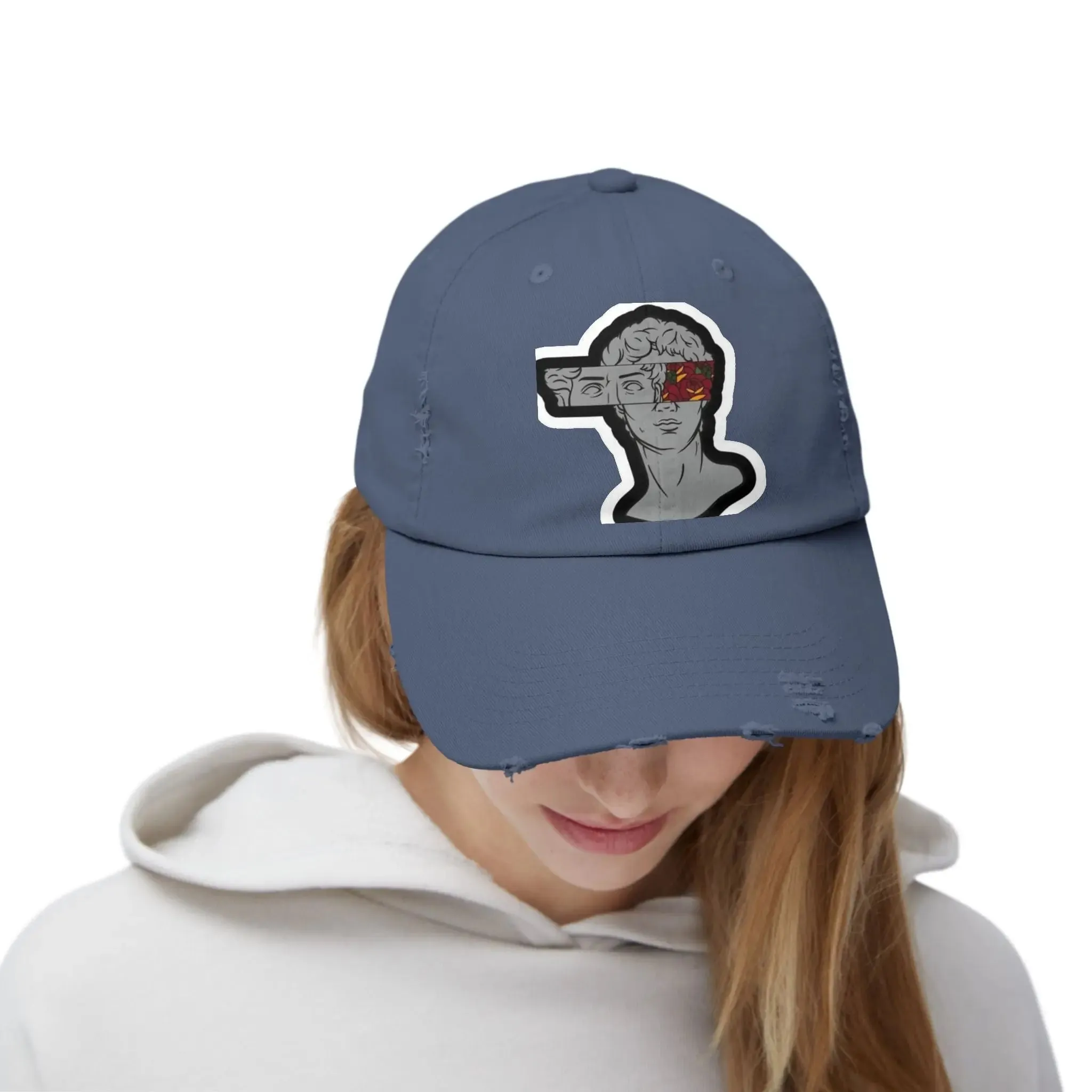 Mens & Womens Distressed Cap with Graphic Art | Trendy Casual Headwear for Style Lovers