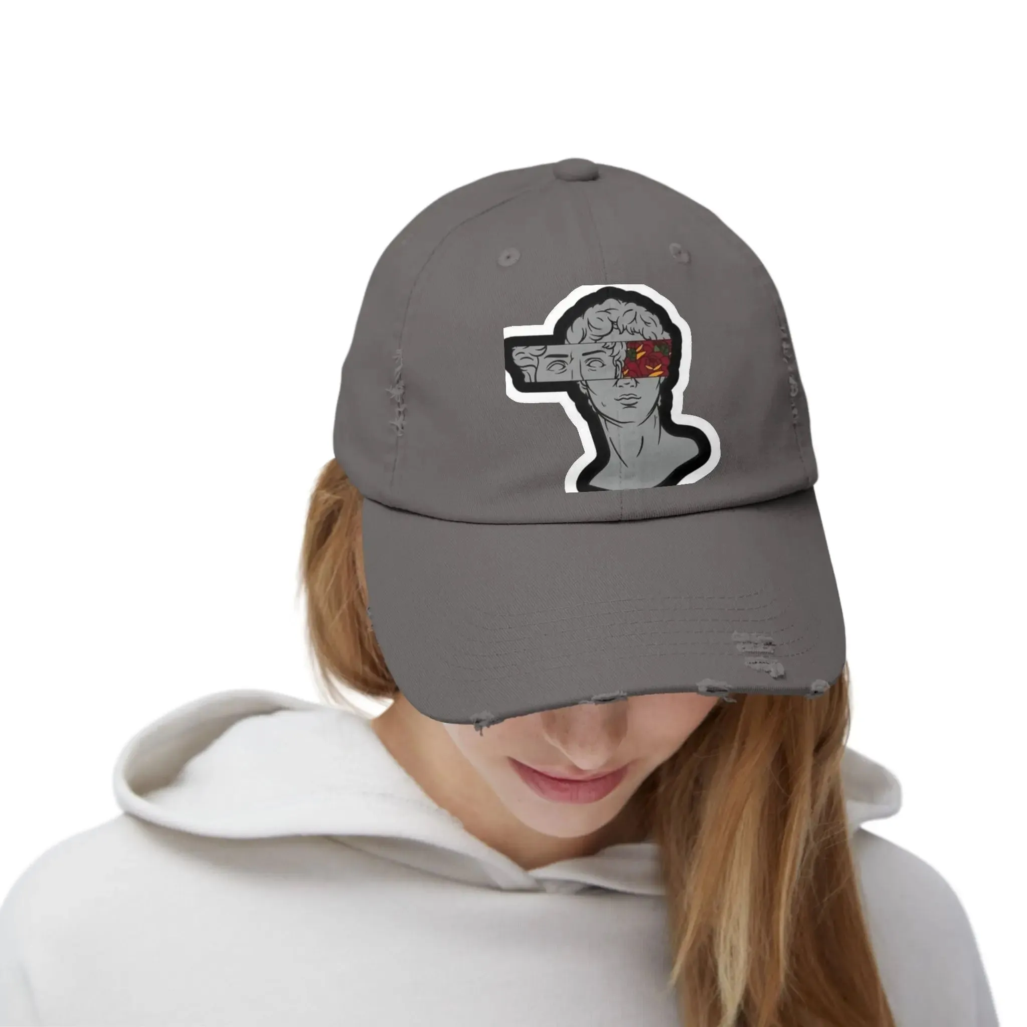 Mens & Womens Distressed Cap with Graphic Art | Trendy Casual Headwear for Style Lovers