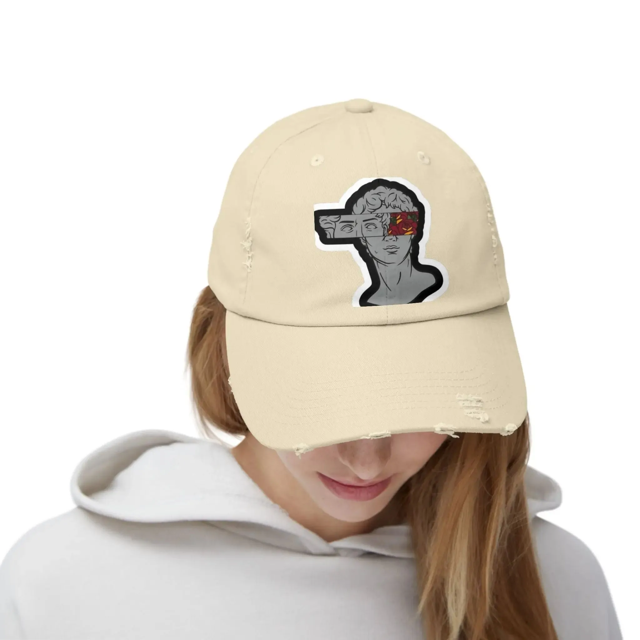 Mens & Womens Distressed Cap with Graphic Art | Trendy Casual Headwear for Style Lovers