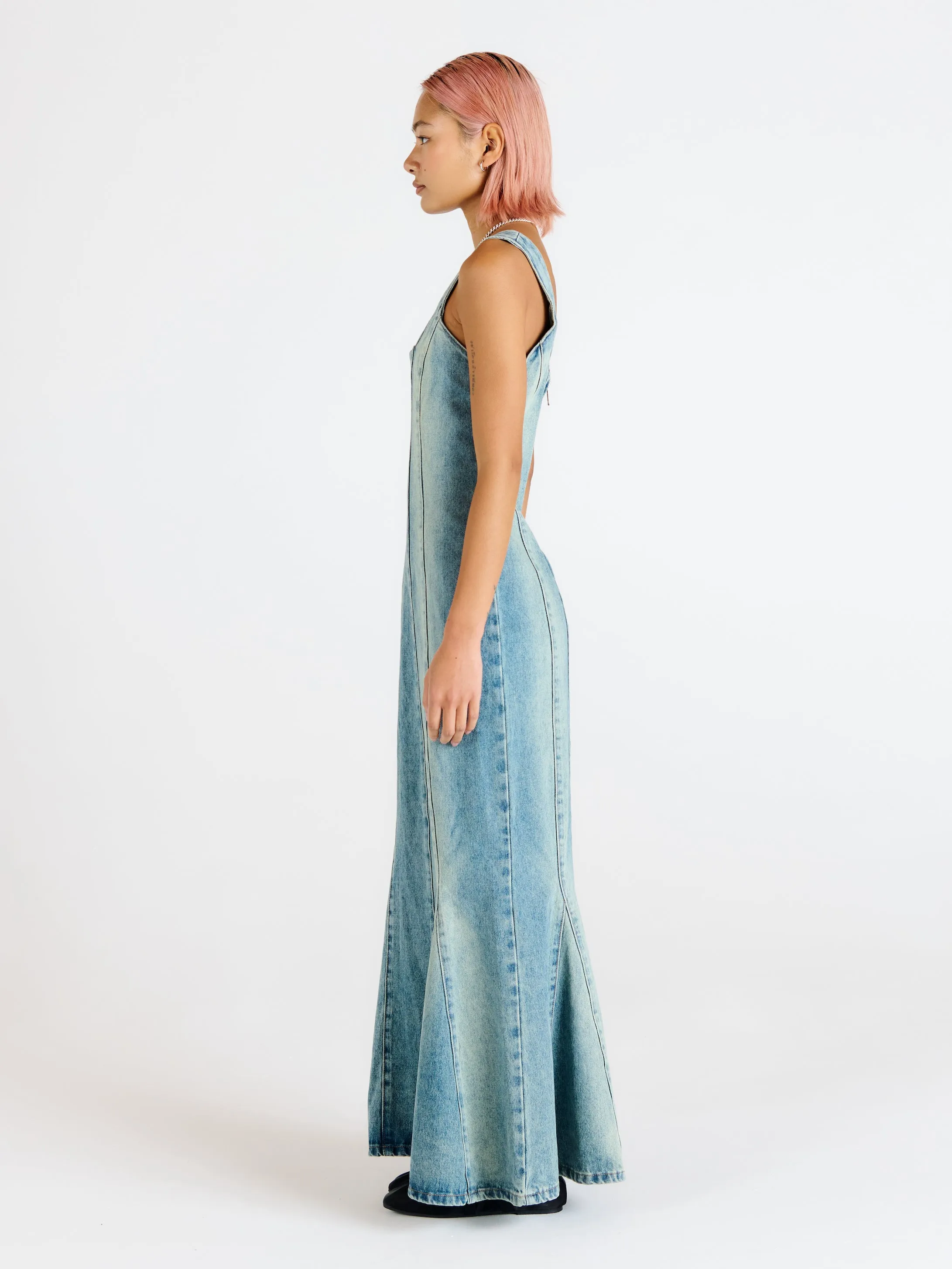 Miss World Denim Maxi Dress