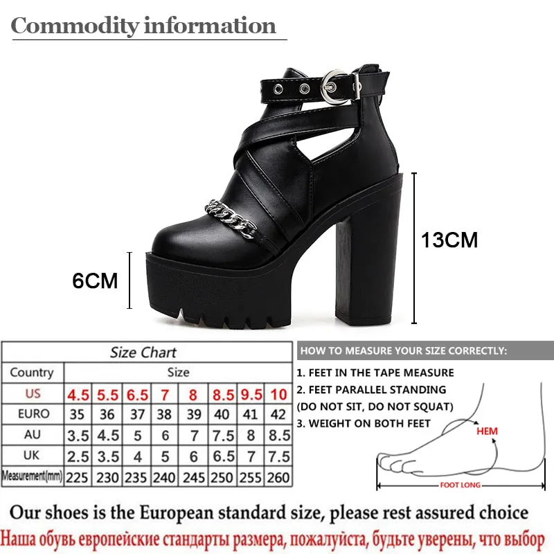 'Mortuary' Gothic Platform Chain Ankles Boots