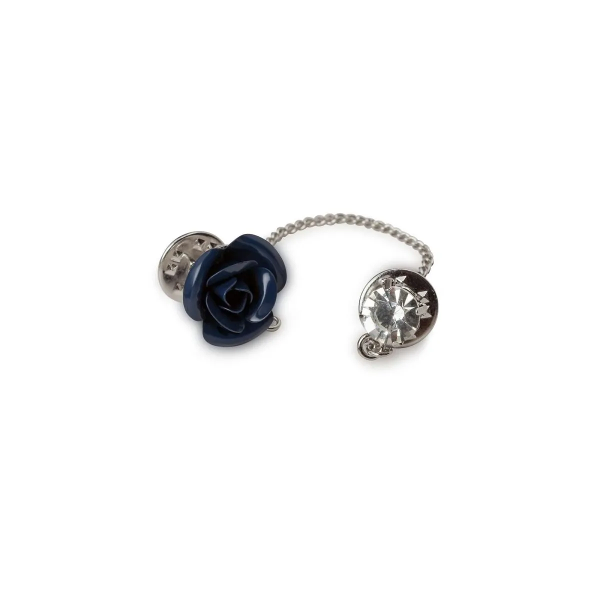 Navy Flower with Chain Lapel Pin