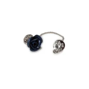 Navy Flower with Chain Lapel Pin
