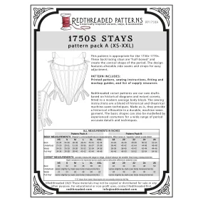 Redthreaded 1750s Stays Pattern