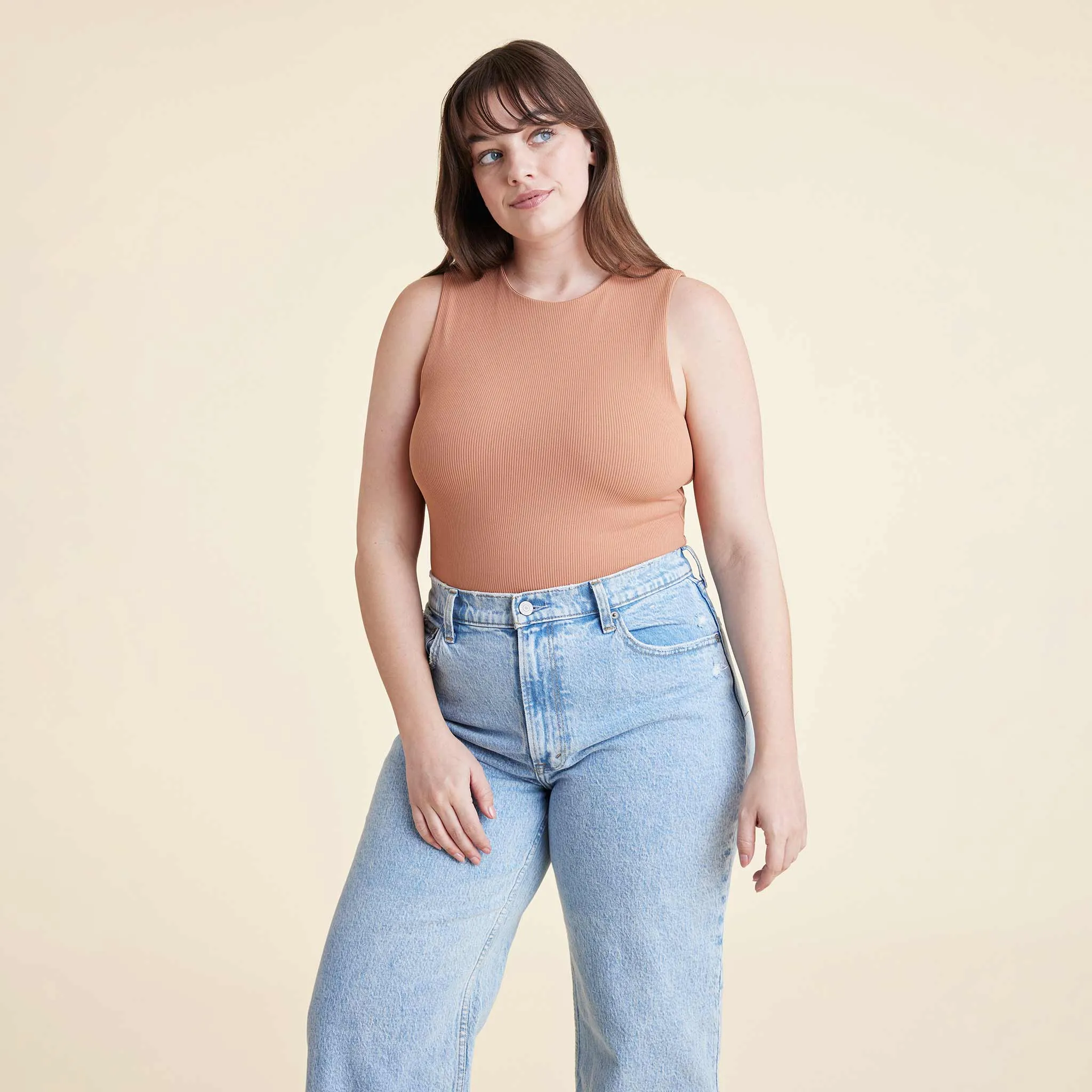 Ribbed Crew Tank Bodysuit