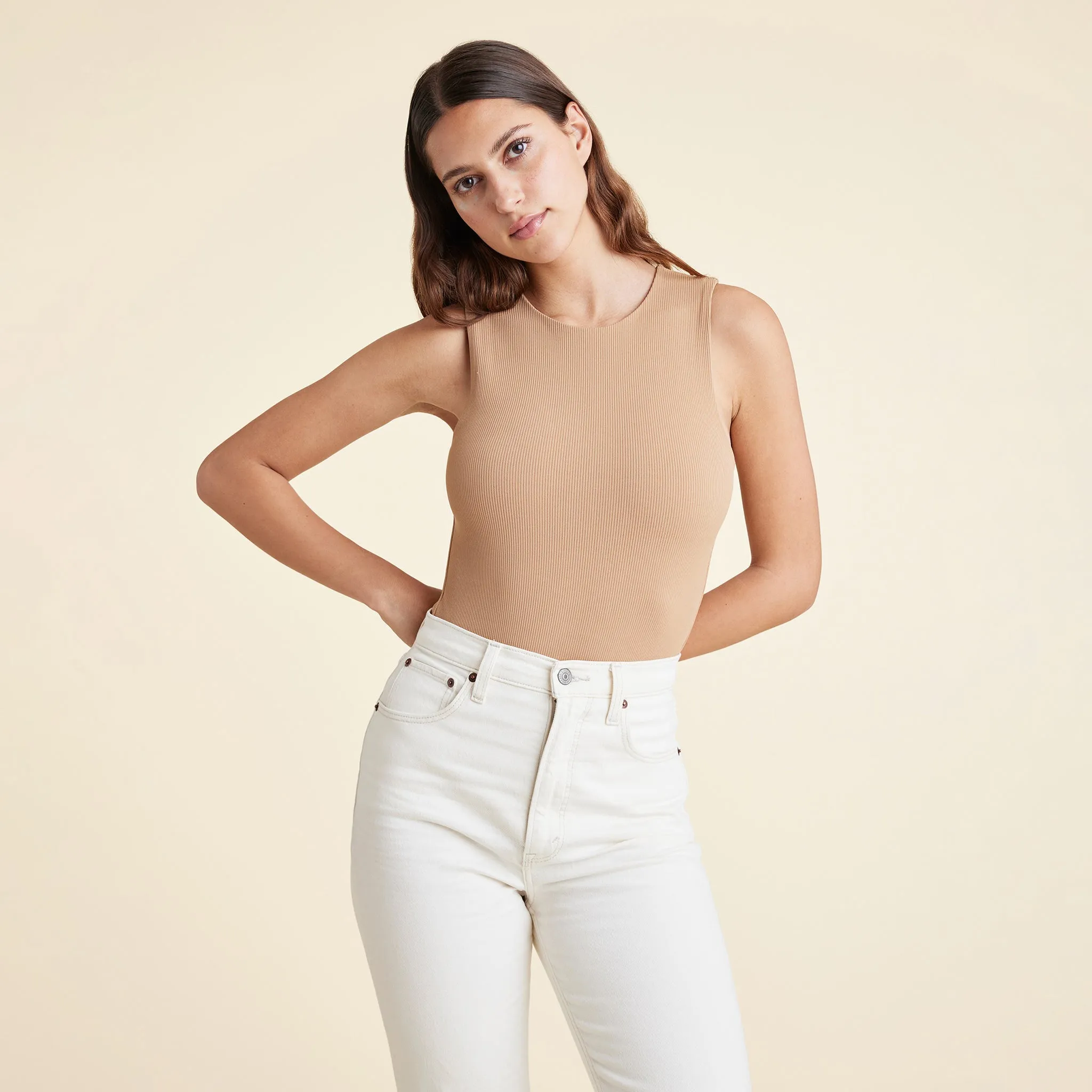 Ribbed Crew Tank Bodysuit