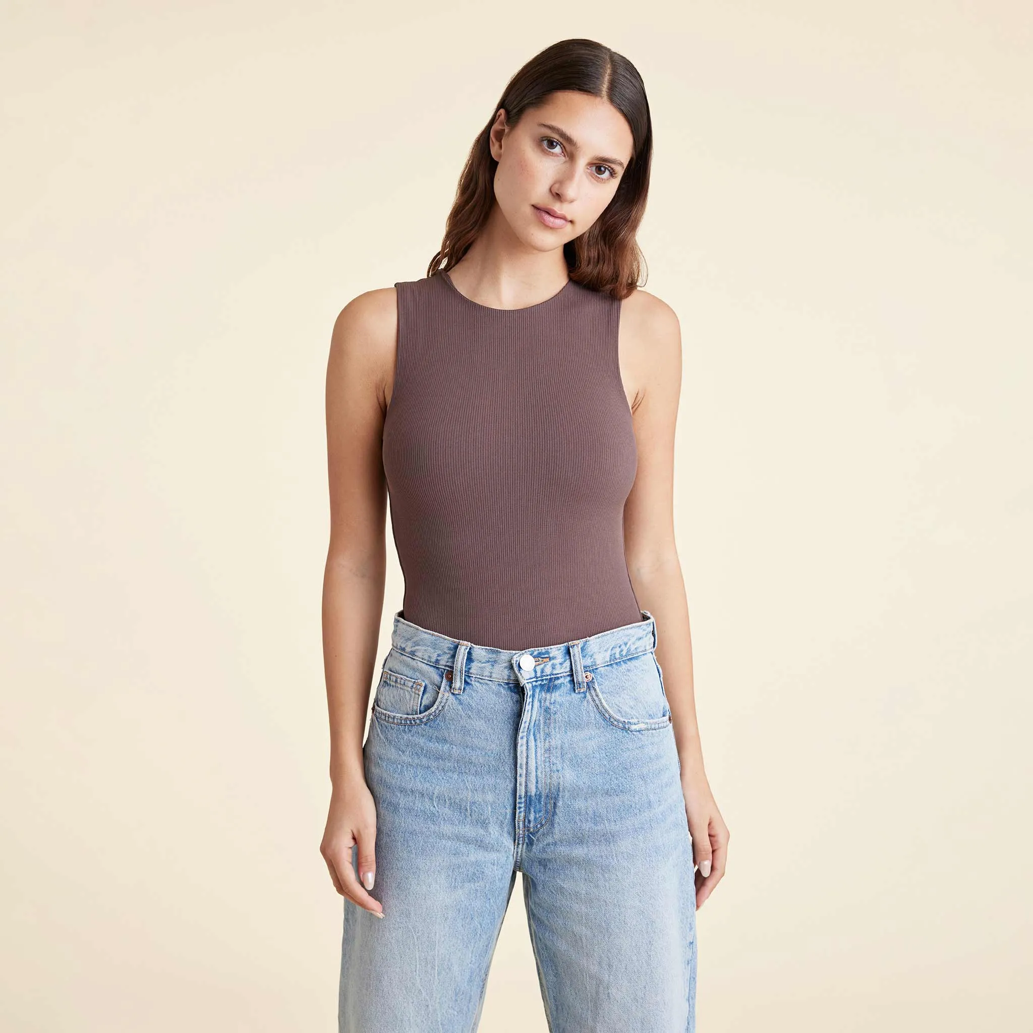 Ribbed Crew Tank Bodysuit