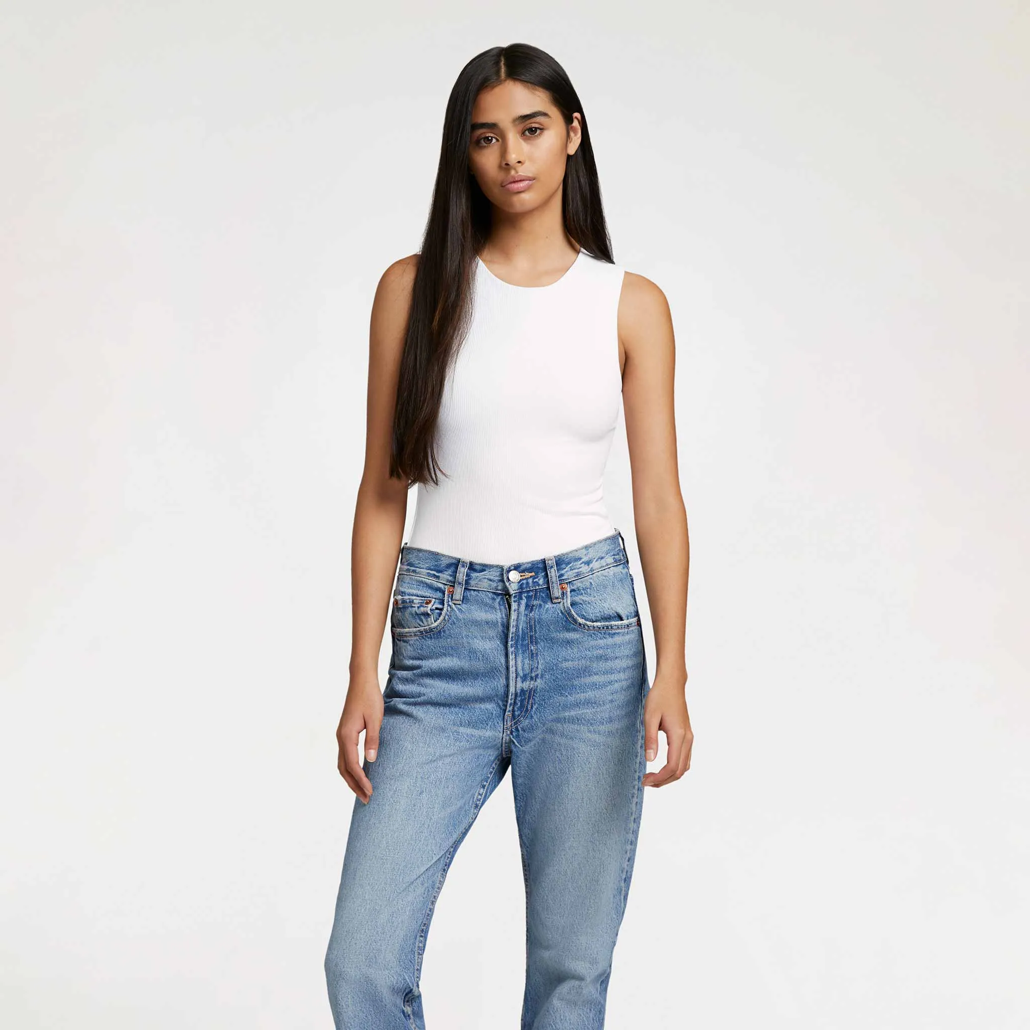 Ribbed Crew Tank Bodysuit