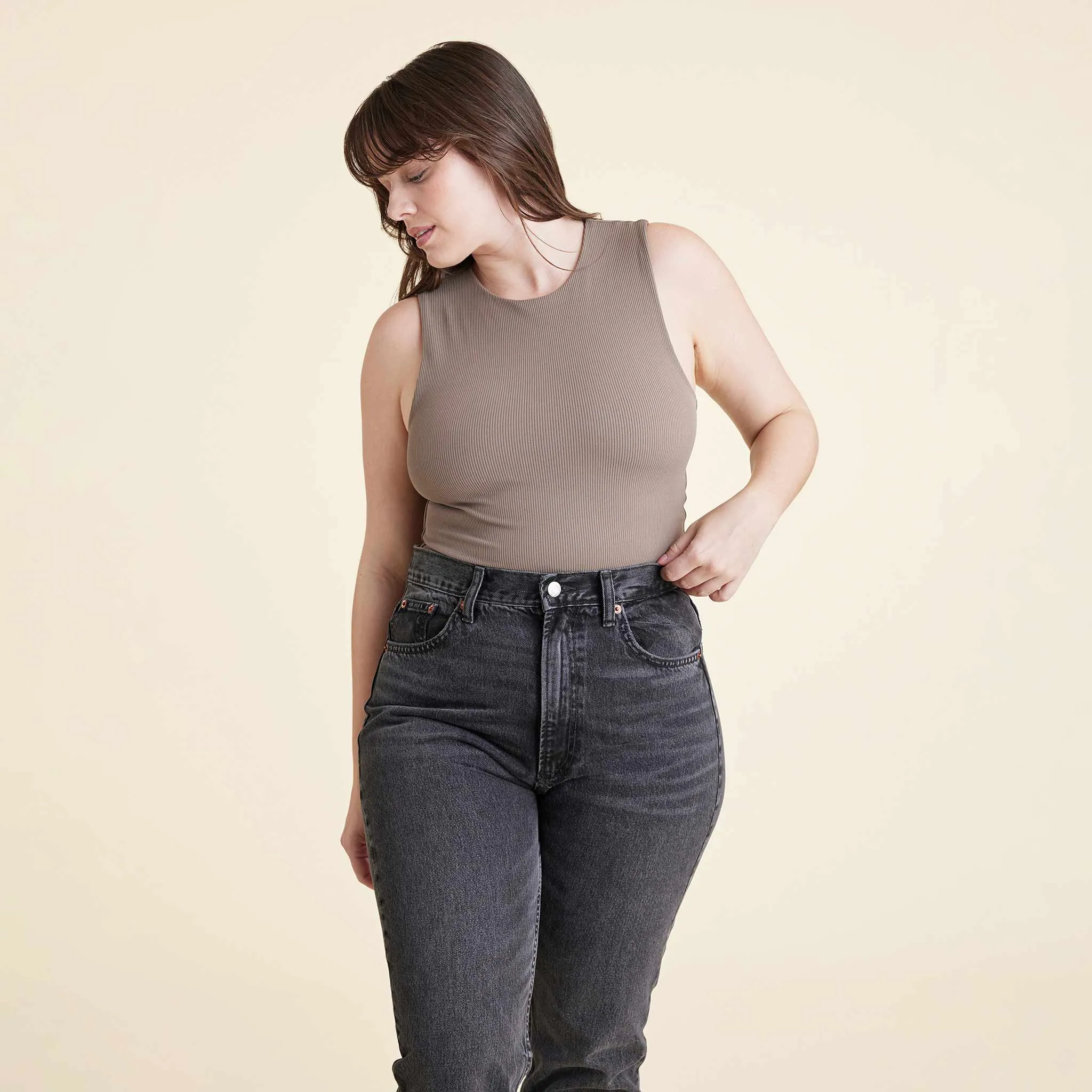 Ribbed Crew Tank Bodysuit