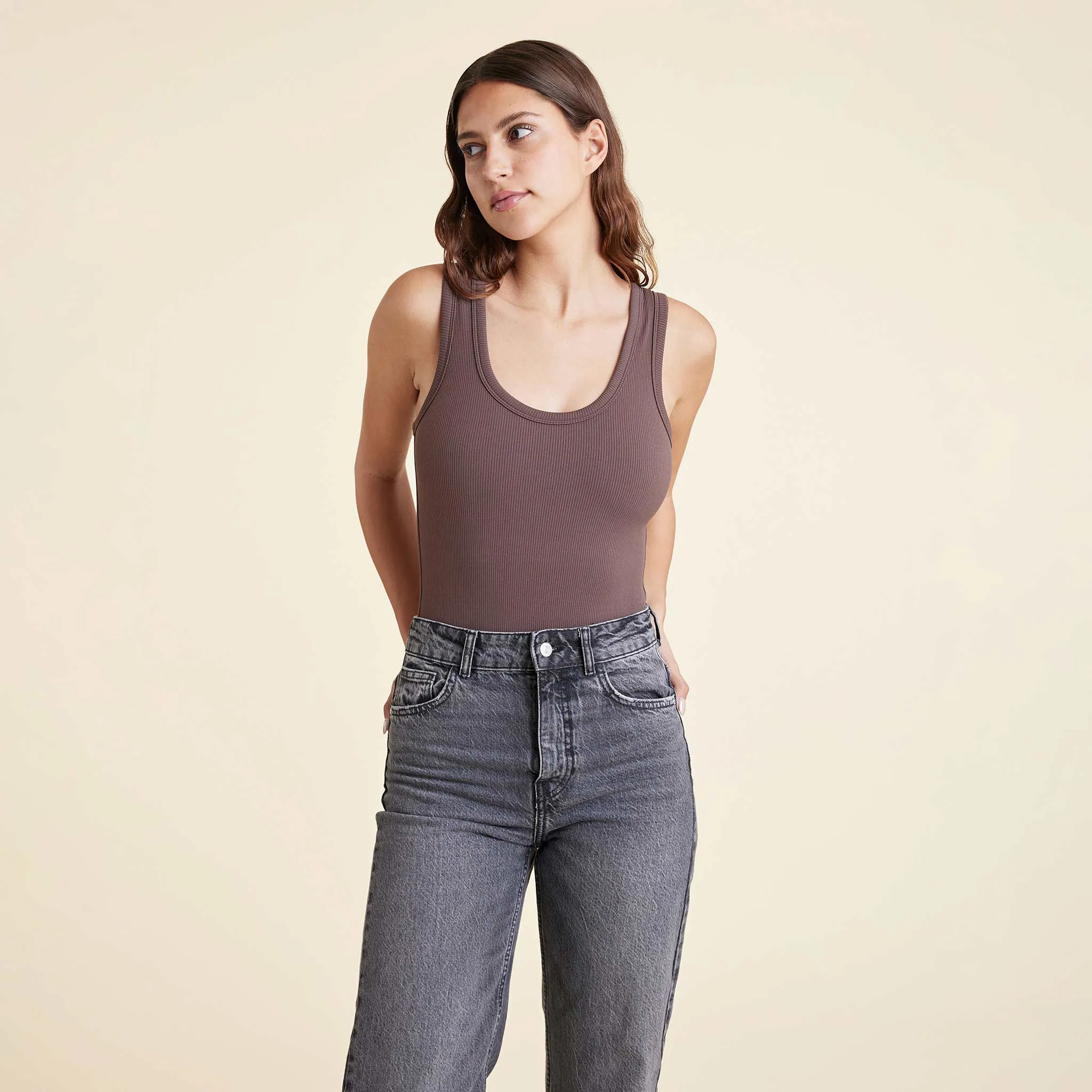 Ribbed Scoop Tank Bodysuit