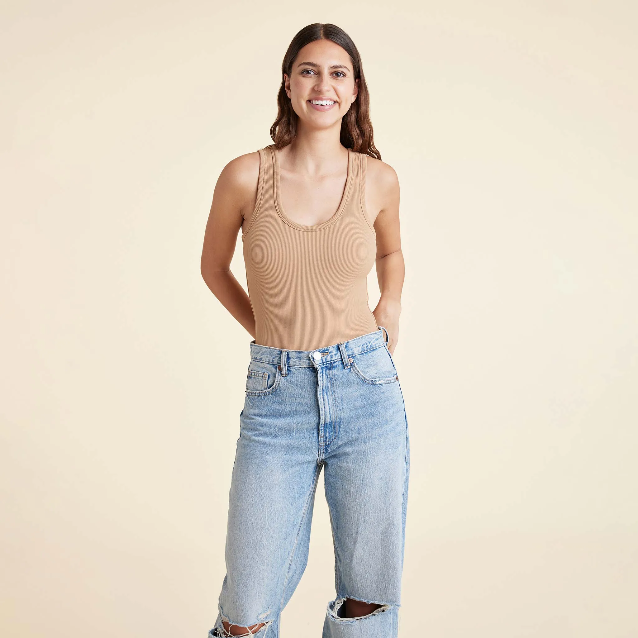 Ribbed Scoop Tank Bodysuit