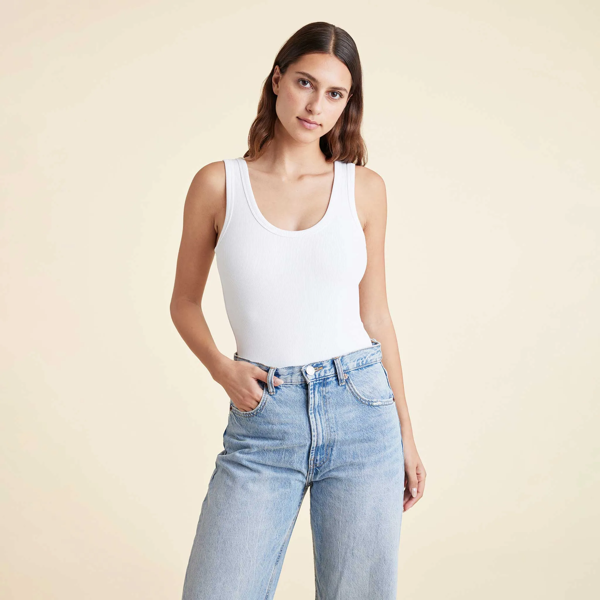 Ribbed Scoop Tank Bodysuit