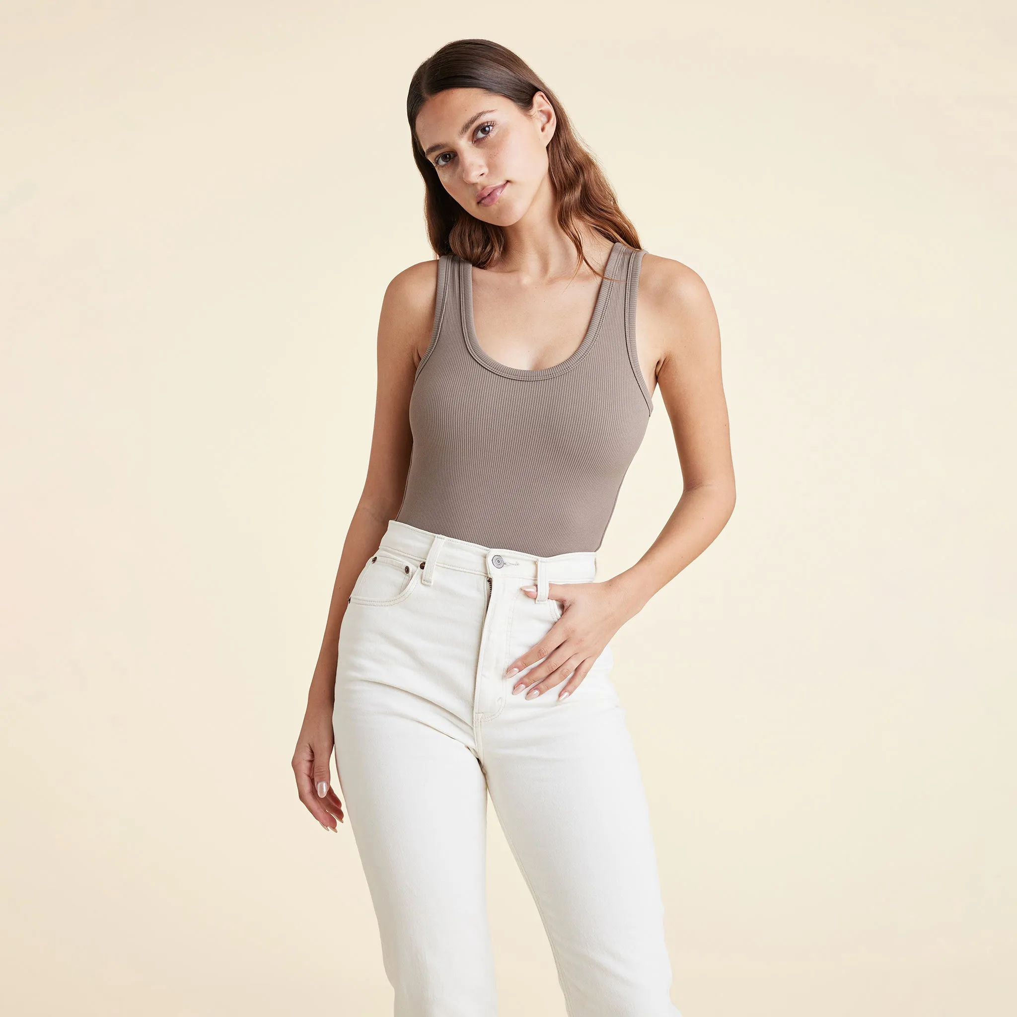 Ribbed Scoop Tank Bodysuit