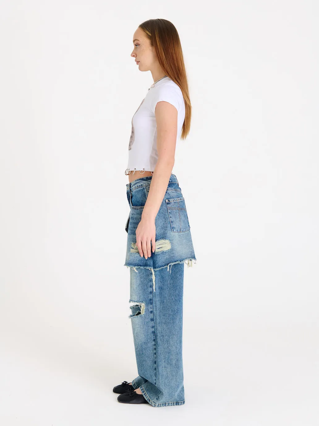 Shadow Release Jean With Skirt Overlay