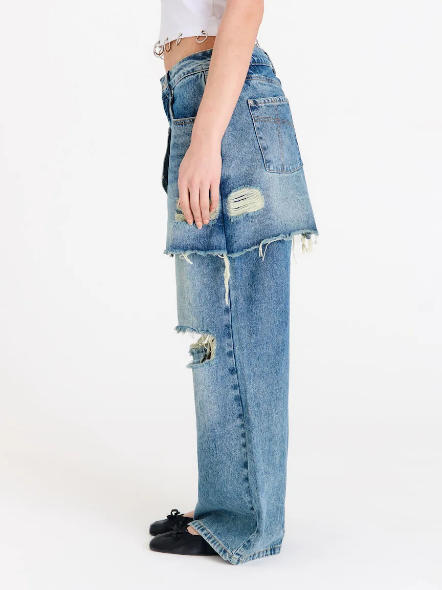 Shadow Release Jean With Skirt Overlay