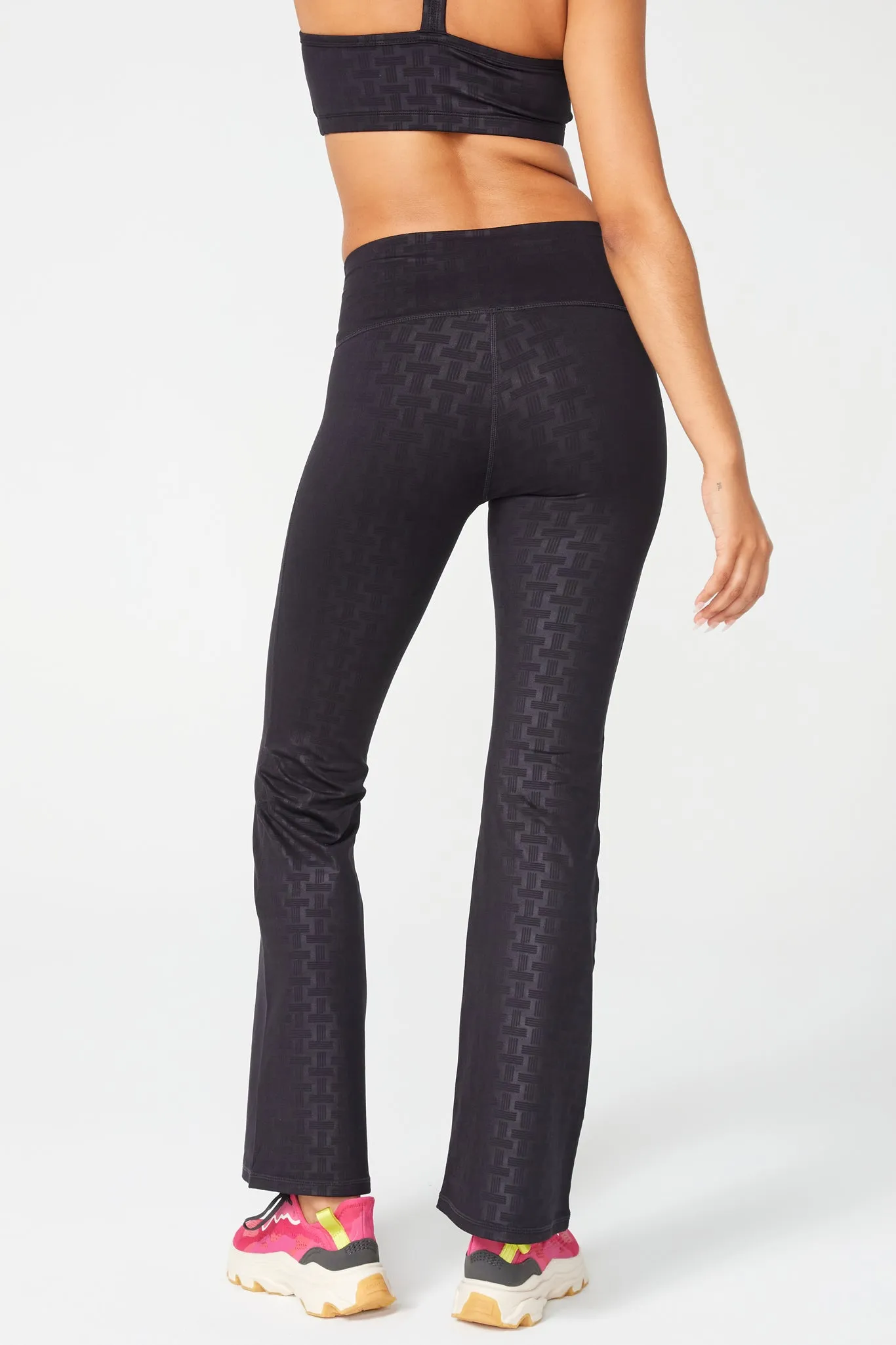 TLC Monogram Flare Leggings in Jet Black