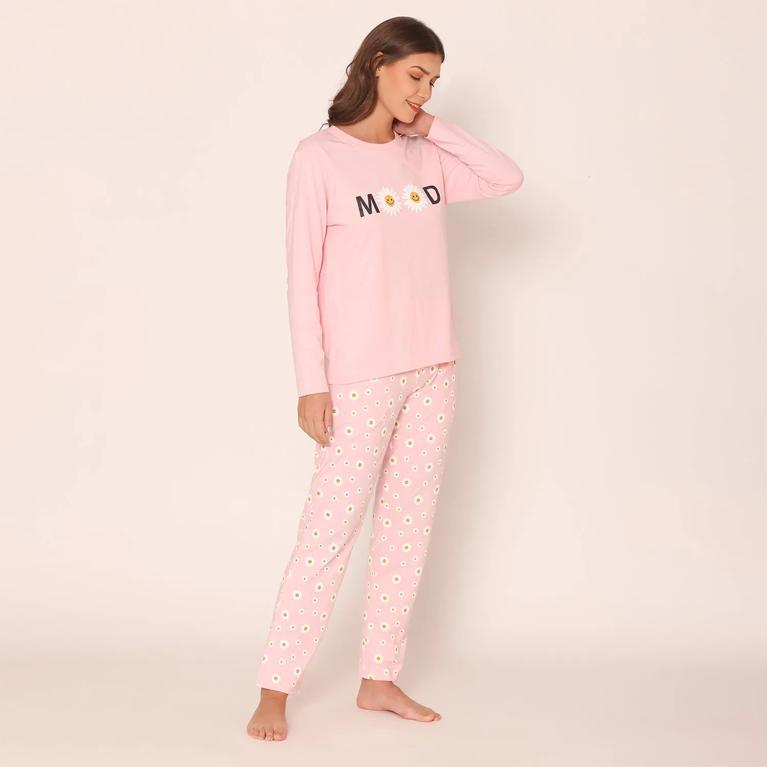 Women's Cozy Comfort Mood T-shirt & Pajama Night Suit Set